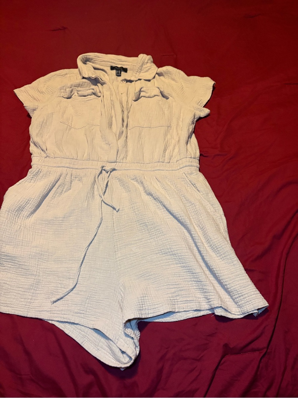 Forever 21 Light Blue Short Sleeve Textured Romper
